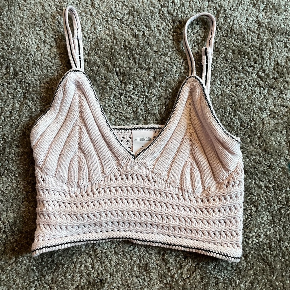 Wild Fable Light Pink Crochet Crop Top